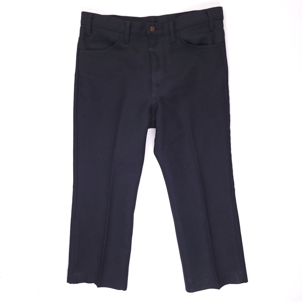 Vintage Levis 517 Action Slacks Mens 35x24 Hemmed Black Western Pants USA